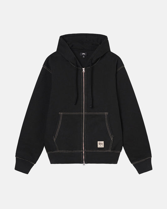 DOUBLE FACE LABEL ZIP HOODIE