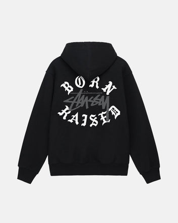 STÜSSY & BORN X RAISED LOGO ZIP HOODIE